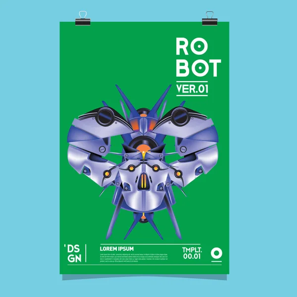 Ilustração Robô Realista Vetorial Modelo Cartaz Festival Design Robô Brinquedo — Vetor de Stock