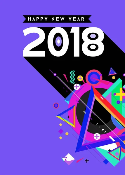 Happy New Year 2018 Kleurrijk Abstract Ontwerp Vector Elementen Voor — Stockvector