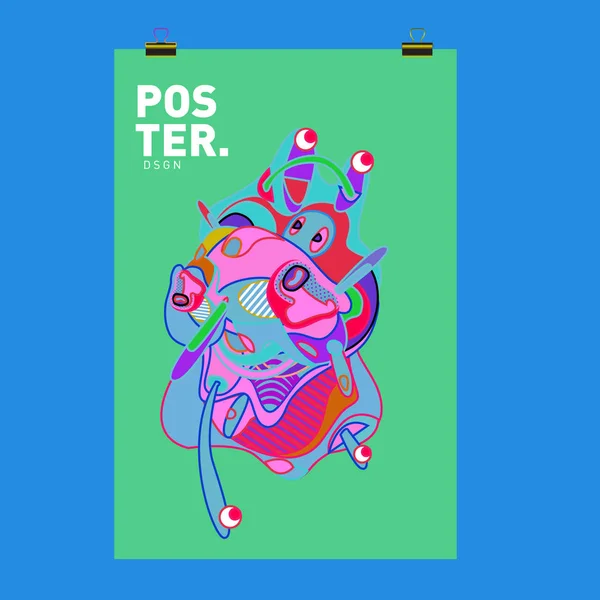 Modern Renkli Akışı Poster Renkli Arka Plan Dalga Sıvı Formda — Stok Vektör