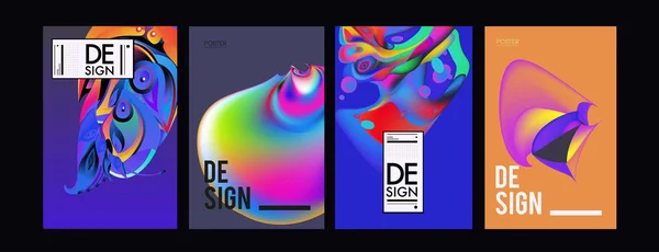 Kleurrijke Abstracte Vloeibare Vloeiende Poster Cover Design Minimale Geometrische Patroon — Stockvector