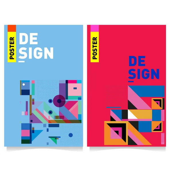 Abstrakta Färgstarka Affisch Designmall Cool Geometriska Omslagsdesign Vector Banner Affisch — Stock vektor