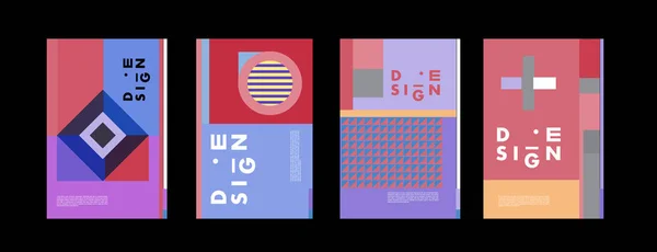 Designemal Abstrakt Fargerik Collage Kaldt Geometrisk Overdekningsdesign Modell Vektorbanner Plakater – stockvektor