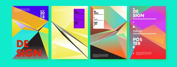 Renkli Soyut Geometrik Üçgen Poster Kapak Tasarımı Geometrik Desen Degradeler — Stok Vektör