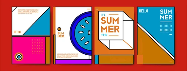 Sommer Bunte Plakatdesign Vorlage Reihe Von Sommerschlussverkauf Hintergrund Und Illustration — Stockvektor