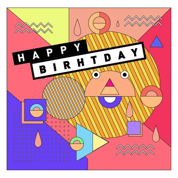 Happy Birthday Memphis Style Vektor Design Für Grußkarten Und Poster — Stockvektor