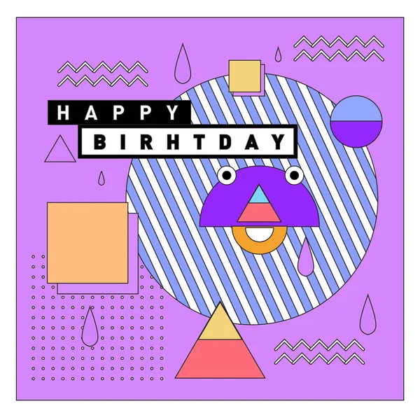 Happy Birthday Memphis Style Vektor Design Für Grußkarten Und Poster — Stockvektor