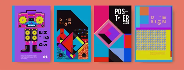 Modello Astratto Colorato Disegno Poster Collage Disegno Copertura Geometrico Fluido — Vettoriale Stock