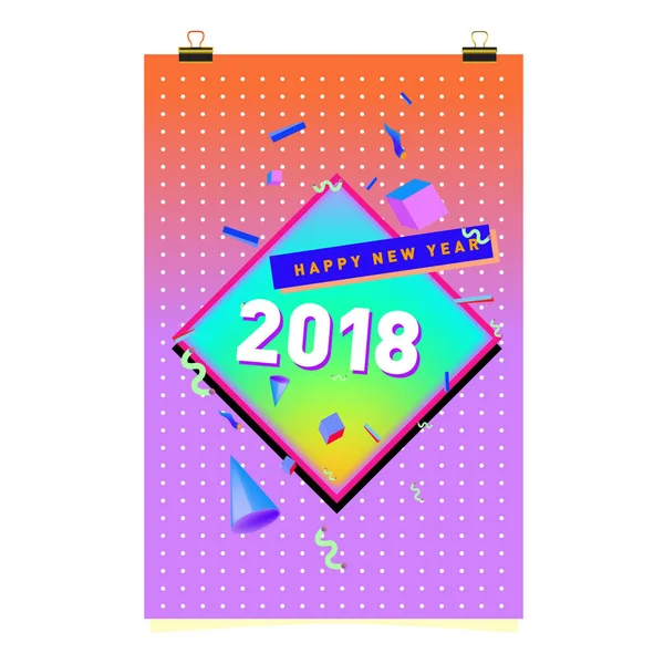 Happy New Year 2018 colorful abstract design, vector elements for calendar and greeting card.