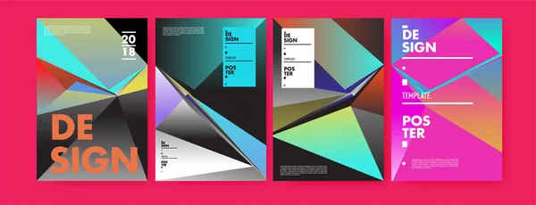 Kleurrijke Abstracte Geometrische Driehoek Poster Cover Ontwerp Minimale Geometrische Patroon — Stockvector