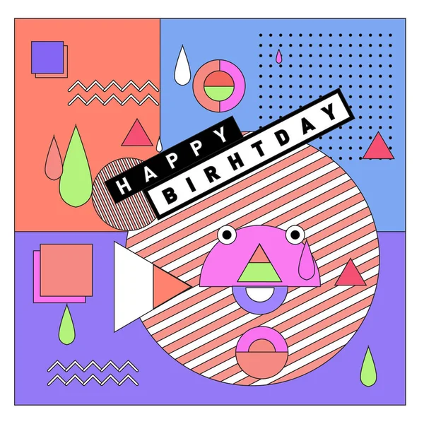 Happy Birthday Memphis Style Vektor Design Für Grußkarten Und Poster — Stockvektor