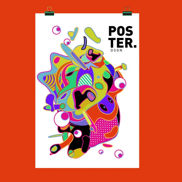Moderne Kleurrijke Stroom Poster Wave Vloeibare Vorm Kleurrijke Achtergrond Kunst — Stockvector