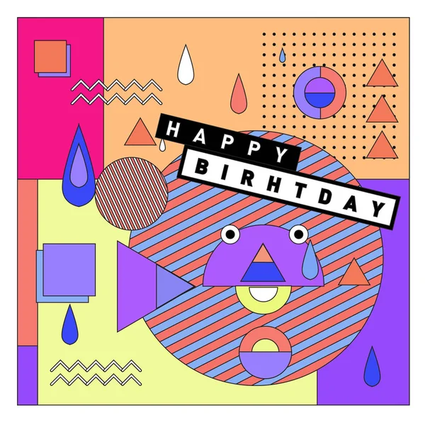 Happy Birthday Memphis Style Vektor Design Für Grußkarten Und Poster — Stockvektor