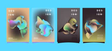 Renkli soyut sıvı ve sıvı poster ve kapak tasarımı. En az geometrik desen degradeler arka planlar