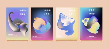 Renkli soyut sıvı ve sıvı poster ve kapak tasarımı. En az geometrik desen degradeler arka planlar