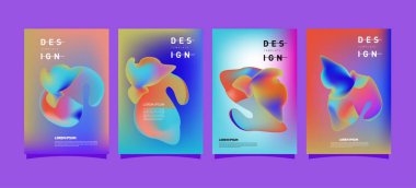 Renkli soyut sıvı ve sıvı poster ve kapak tasarımı. En az geometrik desen degradeler arka planlar