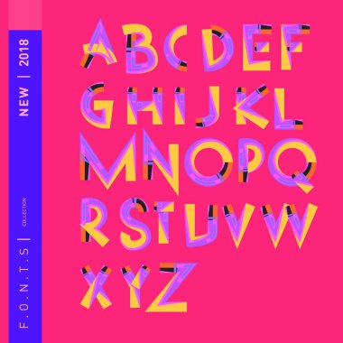 Vektör soyut renkli yazı tipi ve alfabe