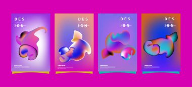 Renkli soyut sıvı ve sıvı poster ve kapak tasarımı. En az geometrik desen degradeler arka planlar
