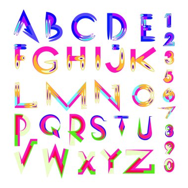 Vektör soyut renkli yazı tipi ve alfabe