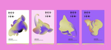 Renkli soyut sıvı ve sıvı poster ve kapak tasarımı. En az geometrik desen degradeler arka planlar