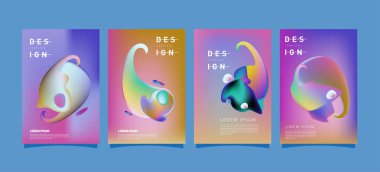 Renkli soyut sıvı ve sıvı poster ve kapak tasarımı. En az geometrik desen degradeler arka planlar