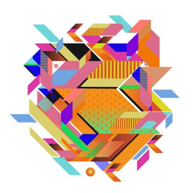 Trendy geometrik vektör çizim öğeleri ve soyut renkli dokular ile. Yaz tatil için poster, kart, broşür ve tanıtım şablon tasarlayın. Moda sanat baskı ve arka plan.