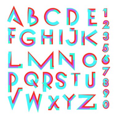 Vektör soyut renkli yazı tipi ve alfabe