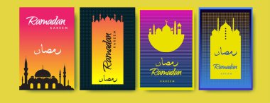 Renkli arka plan tasarımı ile ramazan Kareem için İslam tasarım tebrik kartı şablonu