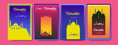 Renkli arka plan tasarımı ile ramazan Kareem için İslam tasarım tebrik kartı şablonu