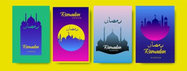 Renkli arka plan tasarımı ile ramazan Kareem için İslam tasarım tebrik kartı şablonu
