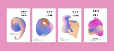 Renkli soyut sıvı ve sıvı poster ve kapak tasarımı. En az geometrik desen degradeler arka planlar