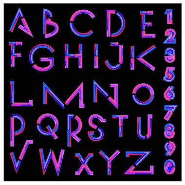 Vektör soyut renkli yazı tipi ve alfabe