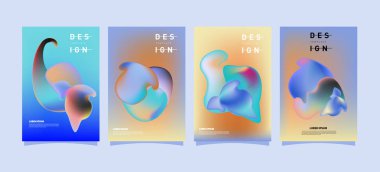 Renkli soyut sıvı ve sıvı poster ve kapak tasarımı. En az geometrik desen degradeler arka planlar