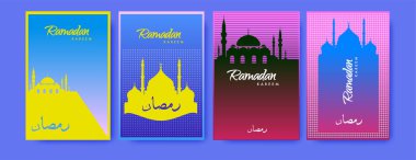 Renkli arka plan tasarımı ile ramazan Kareem için İslam tasarım tebrik kartı şablonu