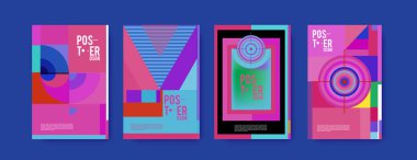 Soyut renkli poster tasarım şablonu. Serin geometrik kapak tasarımı. Vektör afiş poster şablonu