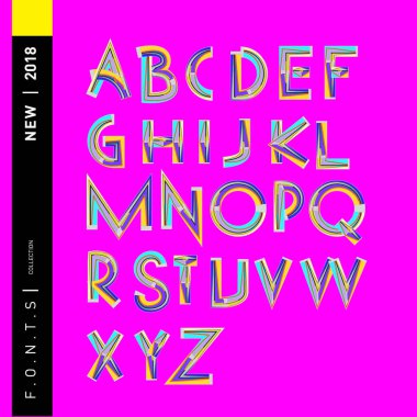 Vektör soyut renkli yazı tipi ve alfabe