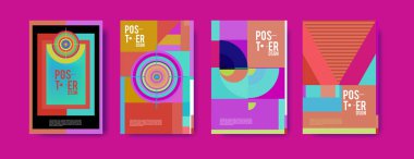 Soyut renkli poster tasarım şablonu. Serin geometrik kapak tasarımı. Vektör afiş poster şablonu