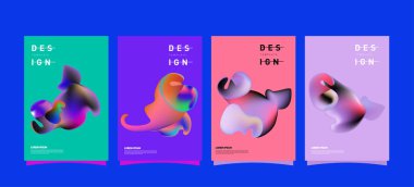 Renkli soyut sıvı ve sıvı poster ve kapak tasarımı. En az geometrik desen degradeler arka planlar