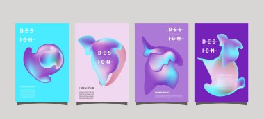 Renkli soyut sıvı ve sıvı poster ve kapak tasarımı. En az geometrik desen degradeler arka planlar