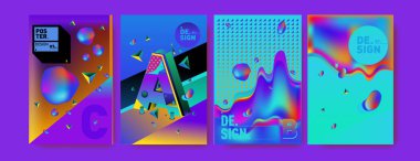 Vektör renkli Retro alfabesi. Techno ve robot tarzı ile tasarım ve çizim şablonu için benzersiz yazı tipleri. Tipografi için poster ve başlık yayını.