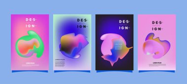 Renkli soyut sıvı ve sıvı poster ve kapak tasarımı. En az geometrik desen degradeler arka planlar