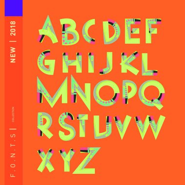 Vektör soyut renkli yazı tipi ve alfabe