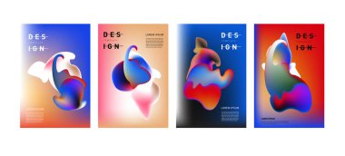 Renkli soyut sıvı ve sıvı poster ve kapak tasarımı. En az geometrik desen degradeler arka planlar
