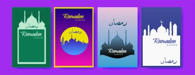 Renkli arka plan tasarımı ile ramazan Kareem için İslam tasarım tebrik kartı şablonu