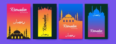 Renkli arka plan tasarımı ile ramazan Kareem için İslam tasarım tebrik kartı şablonu