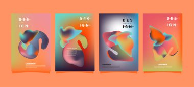 Renkli soyut sıvı ve sıvı poster ve kapak tasarımı. En az geometrik desen degradeler arka planlar