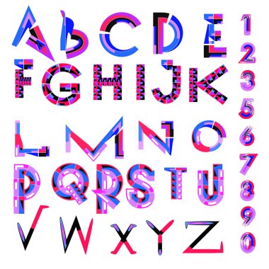 Vektör soyut renkli yazı tipi ve alfabe