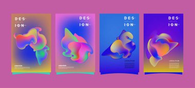 Renkli soyut sıvı ve sıvı poster ve kapak tasarımı. En az geometrik desen degradeler arka planlar