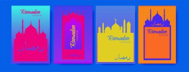 Renkli arka plan tasarımı ile ramazan Kareem için İslam tasarım tebrik kartı şablonu
