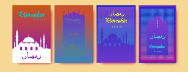Renkli arka plan tasarımı ile ramazan Kareem için İslam tasarım tebrik kartı şablonu