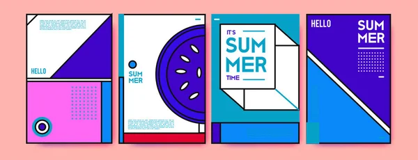 Šablona Návrhu Barevné Plakát Letní Sada Letní Prodej Pozadí Obrázek — Stockový vektor